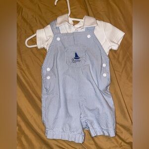 0-3 month two piece set blue and white